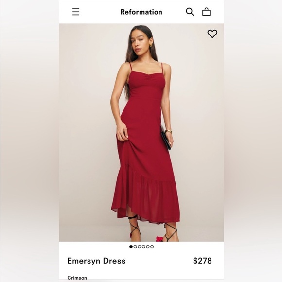 Reformation Emersyn Red Spaghetti Strap Midi Dress - Picture 1 of 7